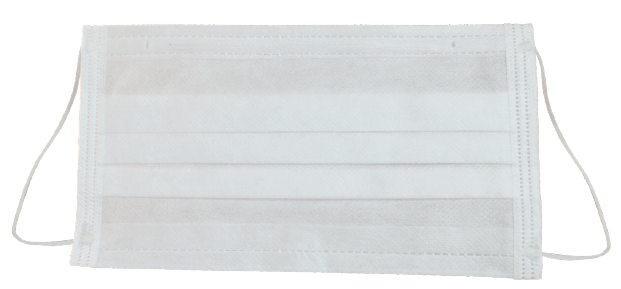 2-Ply Μάσκα από 100% πολυπροπυλένιο με σφραγισμένες και διπλωμένες άκρες Με λαστιχάκια από latex για εύκολη εφαρμογή και αφαίρεση